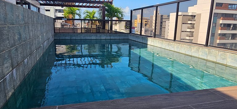 Belo apê 2Q c/ piscina a 200m do mar - Intermares