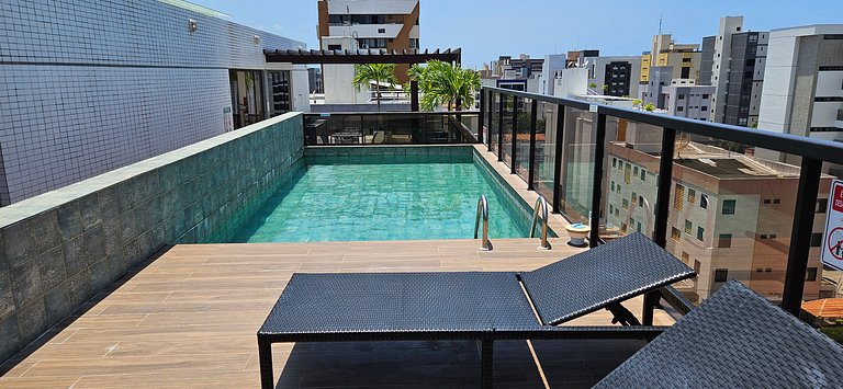 Belo apê 2Q c/ piscina a 200m do mar - Intermares