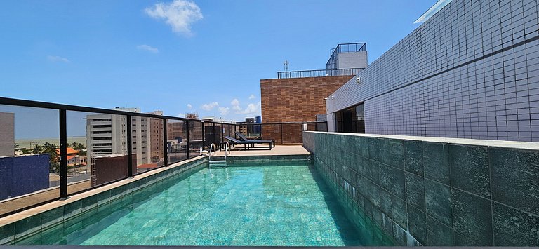 Belo apê 2Q c/ piscina a 200m do mar - Intermares