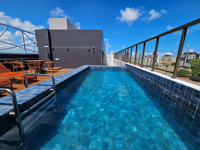 Intermares: flat NOVO p/3, garagem e PISCINA