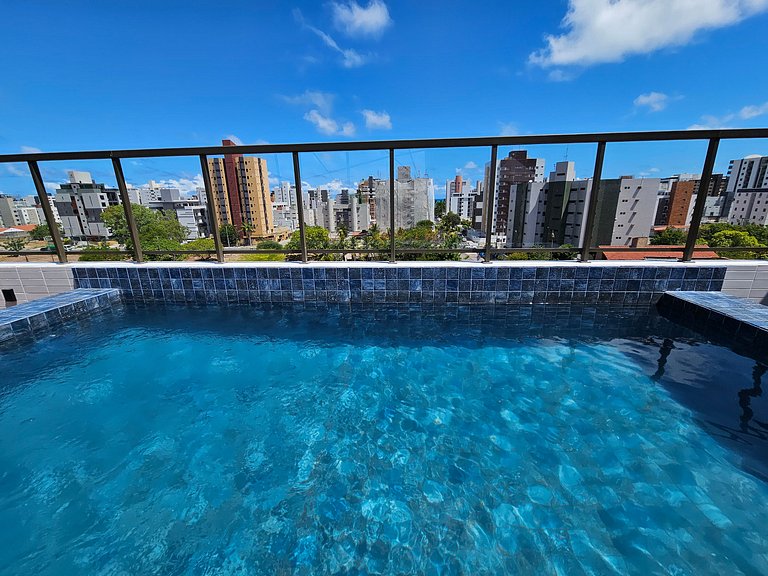 Intermares: flat NOVO p/3, garagem e PISCINA