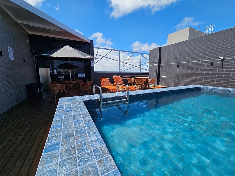 Intermares: flat NOVO p/3, garagem e PISCINA