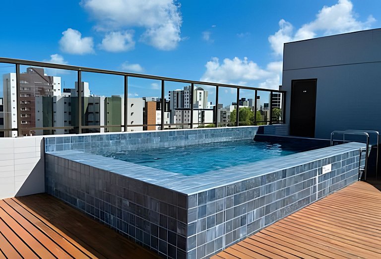 Flat NOVO/Piscina na cobertura vista Pôr do SOL